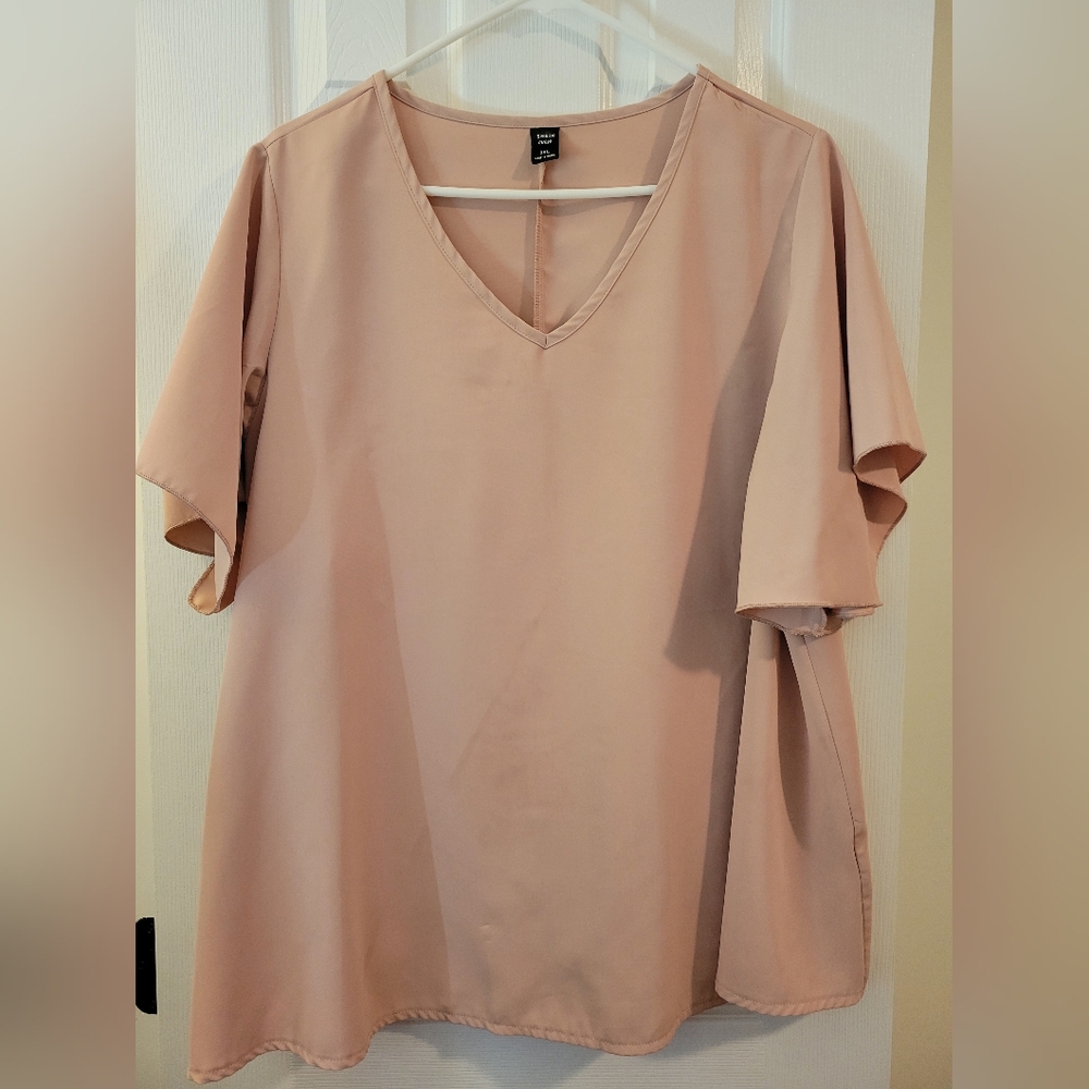 SHEIN Blush V-Neck Blouse